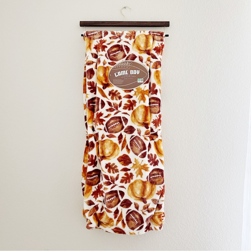 NEW Game Day Autumn & Football Cozy Blanket